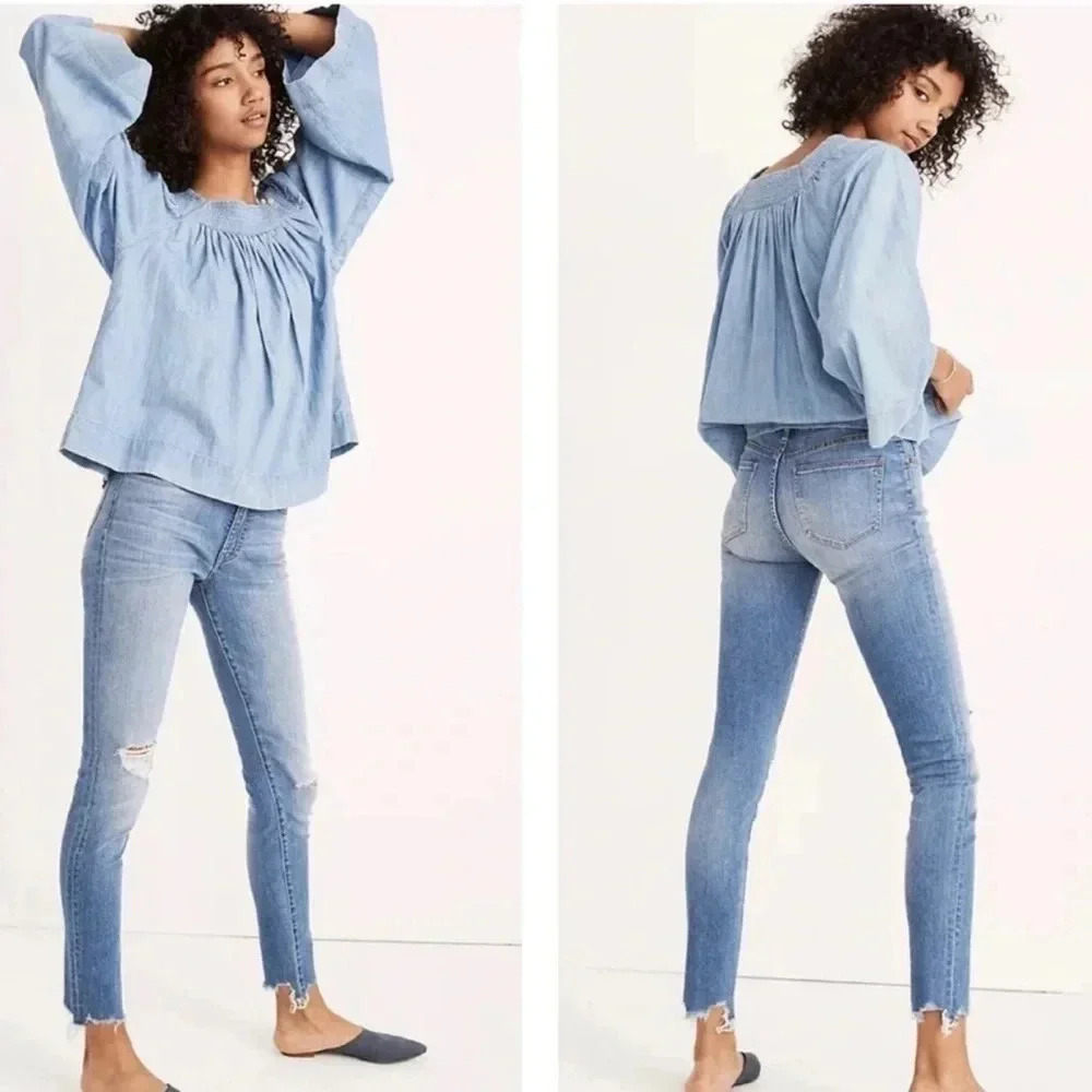 Madewell High Rise Skinny Jeans Torn Edition Size 28